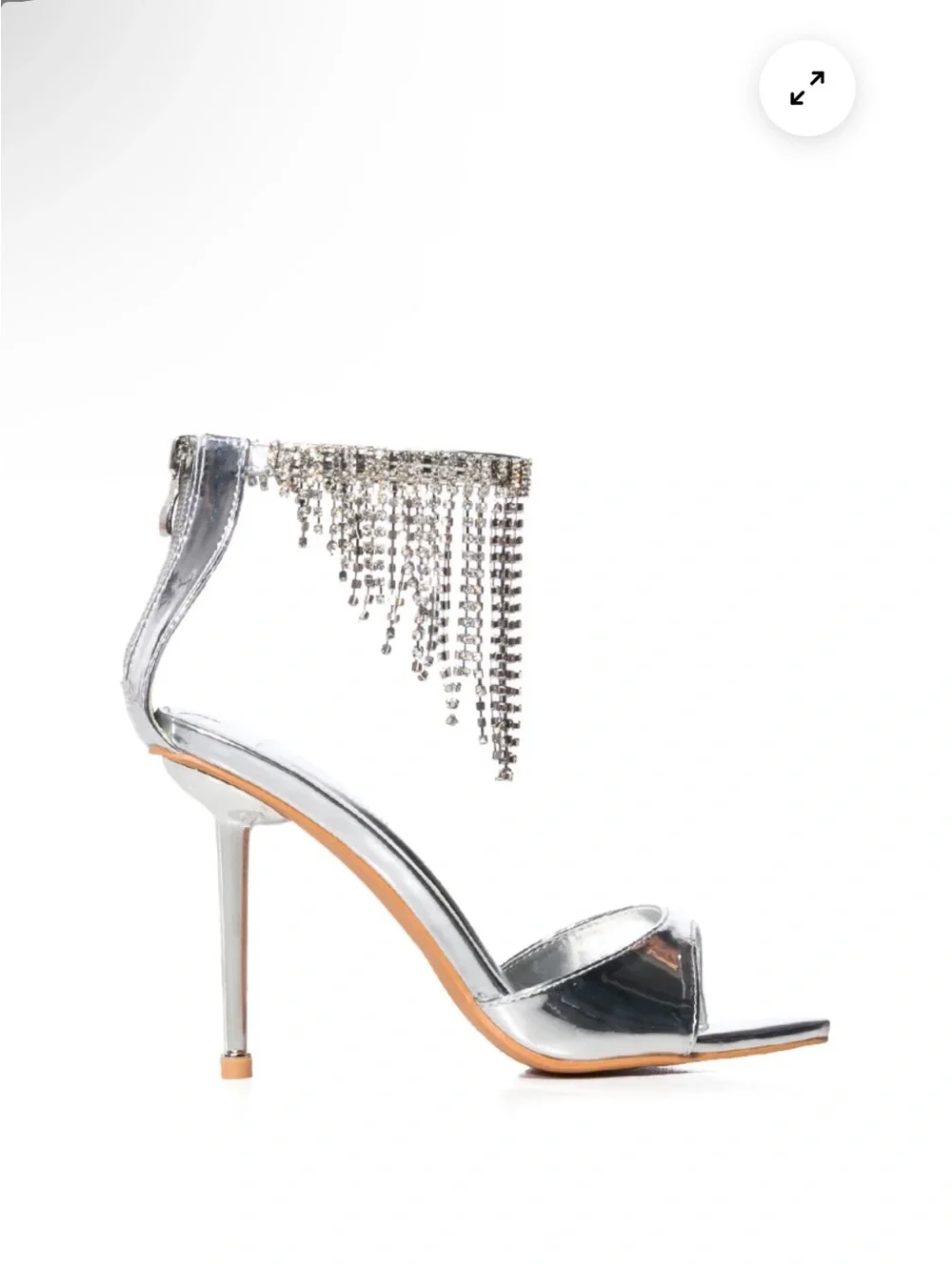 Azalea Wang Silver Rhinestone Fringe Stiletto Sandals - Women Shoes New size 7.5